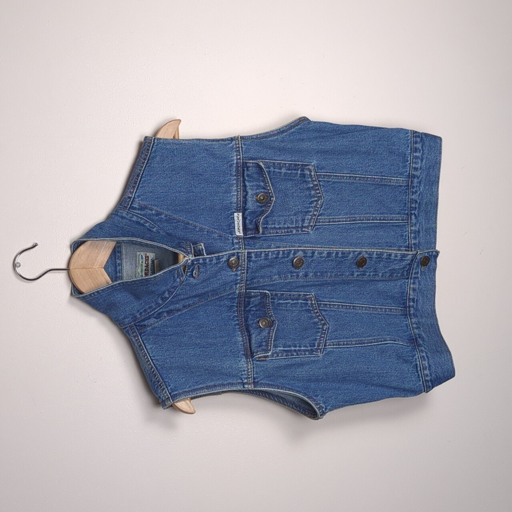 Vintage Jordache Jeanswear Cotton Denim Vest, Medium Wash Crop, Size L